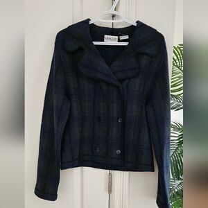 Maggie Women's Navy Plaid Wool Coat